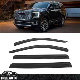 Wd-gyukxl21 Free-auto802 Window Visors Fits 21-25 Chevy Suburban And Gmc Yukon Tape On Rain Sun Deflectors