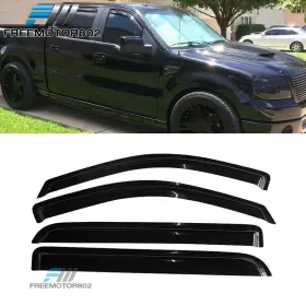 Fz-wd-ff15015ssc Free-motor802 Fits 15-24 Ford F150 Crew Cab 17-24 F250-f450 Super Duty Acrylic Window Visors