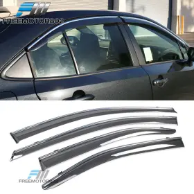 Fz-wd-tcl204oe-ch Free-motor802 Fit 20-25 Toyota Corolla Chrome Trim Polycarbonate Window Visor Rain Sun Guard Fz-wd-tcl204oe-ch Free-motor802 Fit 20-25 Toyota Corolla Chrome Trim Polycarbonate Window Visor Rain Sun Guard