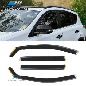 Freemotor802 198073438728 Fits 13-18 Toyota Rav4 In-channel Window Visors Sun Shades Vent Rain Guards Pc