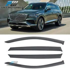 Fz-wd-ggv8021 Freemotor802 Fits 21-26 Genesis Gv80 Tape-on Smoke Window Visors Vent Rain Guards Deflectors