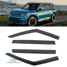 Fz-wd-kev924 Freemotor802 Fits 24-26 Kia Ev9 Tape-on Smoke Side Window Visors Vent Rain Guards Deflectors