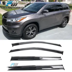 Fz-wd-thld14-ch-pc Freemotor802 Fits 14-19 Toyota Highlander Pc Side Window Visors Windshield With Chrome Trim 4pc