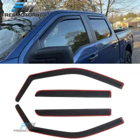 Fz-wdic2-ff15021scc-a Freemotor802 Fits 21-26 Ford F150 And 23-26 F250 F350 Super Duty Crew Window Visors In-channel