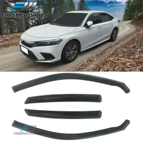 Fz-wdic2-hc224-pc Freemotor802 Fits 22-25 Honda Civic Sedan In-channel Window Visors Pc Rain Wind Shade 4pcs