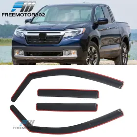Freemotor802 Fz-wdic2-hdrd17-a Fits 17-26 Honda Ridgeline Window Visors Vent Rain Guards Sun Shades In-channel