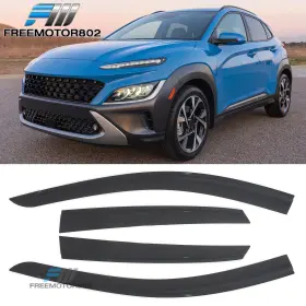 Fz-wdlp-hykn18 Freemotor802 Fits 2018-2023 Hyundai Kona Low Profile Style Tape-on Window Visors Rain Guards