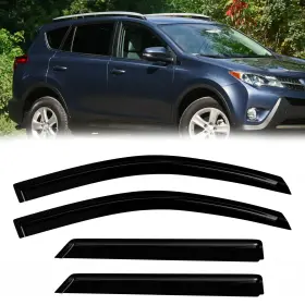 Flyd-092 Fullux Window Rain Guards Compatible 06-12 Toyota Rav4 Black Smoked