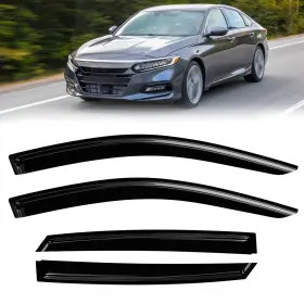 Flyd-287 Fullux Window Rain Guards Compatible 2018-2023 Honda Accord Black Smoked