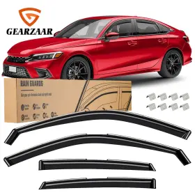 200848 Gearzaar In Channel Rain Guards Vent Visors Shade For 2022-2026 Honda Civic Shatterproof