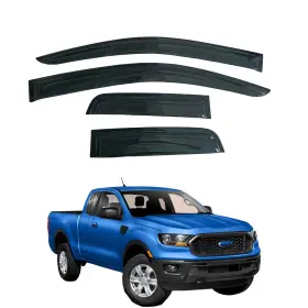 Rjhc408  Gldifa Wind Deflector Rain Guards For Ford Ranger Extended Cab 2019-2023 Smoke 4pcs