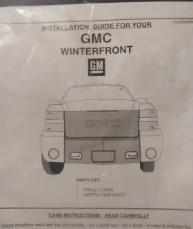 25822807 Gmc Winterfront Lower Cover Grille With Manual