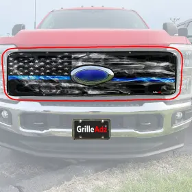 Bs-902-39-tbl Grilleadz 2024 And 2025 Ford Super Duty Series Thin Blue Line Bug Screen 902-39