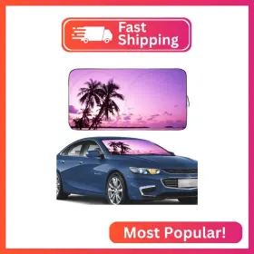 2024l Gven Sunshade For Car Windshield With Tropical Palm Tree Design- Uv Protection&