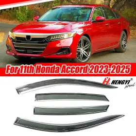 Hhengyisoul Hy007115 For 11th Honda Accord 2023-2025 Smoke Tinted Black Weather Shield Vent Deflector