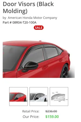 08r04-t47-100a Honda Civic Rain Guards Vent Visor Oem