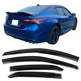 Ikon Motorsports Wdm-tcam18 Tape On Outside Mount Window Visors Compatible With Mugen Style Smoke/tinted
