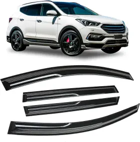 811523 Kpy 4pc Smoke Tinted Tape-on Window Visors Rain Guards For Hyundai Santa Fe 19-23