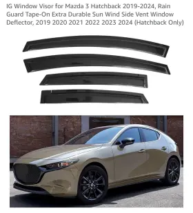 Hy008111 Kpy For Mazda 3 Hatchback 2019-on Window Visor Sun Shade Rain Guard Door Deflector