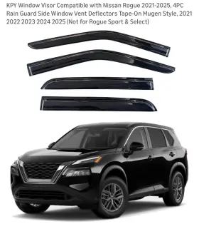 Nirqvs21 Kpy 2021-2025 Tape-on Rain Guards For Nissan Rogue Side Window Visor Deflectors S