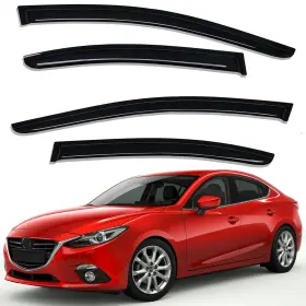 Us-wv-94262 Lightronic For 2014-2018 Mazda 3 Sedan Hatchback Tape-on Smoke Window Visors Rain Guards