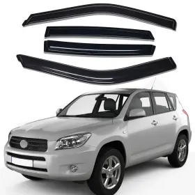 Us-wv-94608 Lightronic Tape-on Smoke Window Visors Sun Rain Guards Vent Shade For 2006-2012 Toyota Rav4