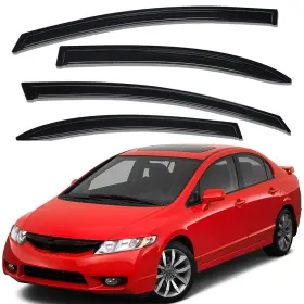 Us-wv-94944 Lightronic For 2006-2011 Honda Civic Sedan Tape-on Window Visor Sun Rain Guard Vent Shade