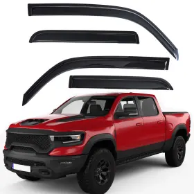 Us-wv94806 Lightronic Tape-on Window Vent Visors Rain Guards Deflector For 2019-2025 Ram 1500 Crew Cab