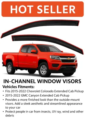 Wv192232 Lightronic In-channel Window Visors For 2015-2022 Chevy Colorado Gmc Canyon Extended Cab