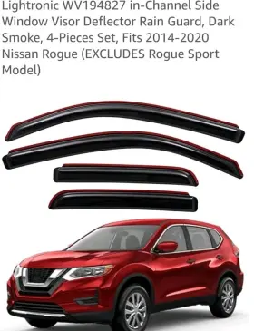 Wv194827 Lightronic Nissan Rogue Side Window Visor Deflector Rain Guard 2014-2020 Excluding