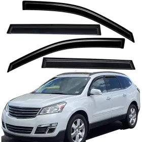 Wv94161 Lightronic Tape-on Window Visors Sun Rain Guards Vent Shade For 2009-2017 Chevy Traverse