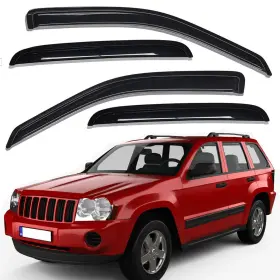 Wv94243 Lightronic Tape-on Window Visors Rain Guards Vent Shade For 2005-2010 Jeep Grand Cherokee