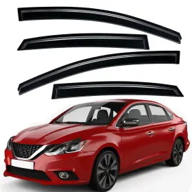 Wv94248 Lightronic Tape-on Smoke Window Visors Rain Guards Vent Shade For 2013-2019 Nissan Sentra