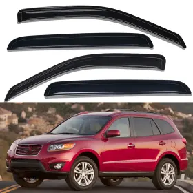 Wv94253 Lightronic Smoke Window Visors Sun Rain Guards Vent Shade For 2007-2012 Hyundai Santa Fe