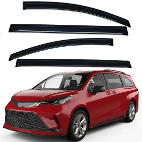 Wv94365 Lightronic Tape-on Window Visors Sun Rain Guards Vent Shade For 2011-2020 Toyota Sienna