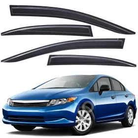Wv94462-mub Lightronic For 2012-2015 Honda Civic Sedan Tape-on Mugen Big Window Visor Vent Shade