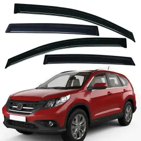 Wv94485 Lightronic Tape-on Window Visors Sun Rain Guards Vent Shade For 2012-2016 Honda Cr-v Crv