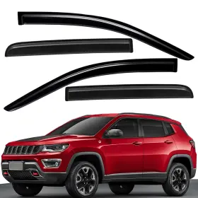 Wv94540 Lightronic Tape-on Window Vent Visor Rain Guards Wind Deflectors For 2011-2017 Jeep Compass