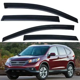 Wv94655 Lightronic Tape-on Window Visors Sun Rain Guards Vent Shade For 2007-2011 Honda Cr-v Crv