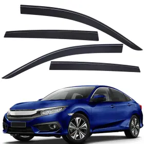 Wv94682-lp Lightronic For 2016-2021 Honda Civic Sedan Tape-on Low Profile Window Visor Wind Deflectors