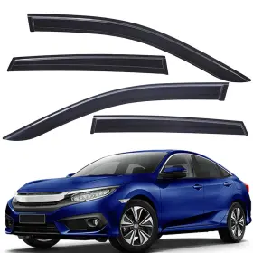 Wv94682-mub Lightronic For 2016-2021 Honda Civic Sedan Tape-on Window Visor Rain Guards Wind Deflectors