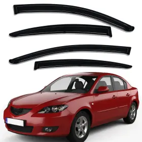 Wv94833 Lightronic Tape-on Window Visors Sun Rain Guards Vent Shade For 2004-2009 Mazda 3 Sedan
