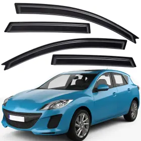 Wv94909 Lightronic Tape-on Window Visors Rain Guards Vent Shade For 2004-2009 Mazda 3 Hatchback