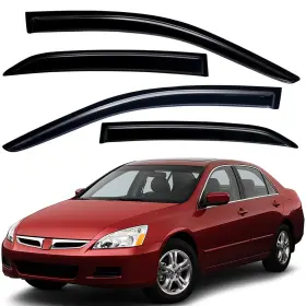 Wv94943 Lightronic Tape-on Window Visors Rain Guards Vent Shade For 2003-2007 Honda Accord Sedan