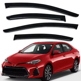 Wv94989 Lightronic Tape-on Window Visors Rain Guards Vent Shade For 2014-2019 Toyota Corolla Sedan