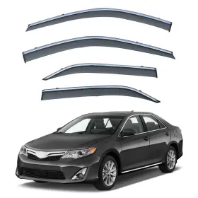 Lqwv-toca2012 Lqqdp 4pcs Smoke Tint With Chrome Trim Outside Mount 2012-2014 Camry Black