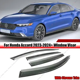 Luc 4841315415 For 2023-2025 Honda Accord Jdm Style Window Visors Rain Guards Vents Chrome Trim