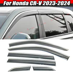 Hy006757 Mag 6pcs Window Visor Wind Deflector Rain Guard Chrome Trim For Honda Cr-v 2023-2024