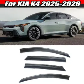 Hy010916 Mag Tape-on For Kia K4 2025 26 Pc Window Visor Rain Guards With Stainless Steel Trims Hy010916 Mag Tape-on For Kia K4 2025 26 Pc Window Visor Rain Guards With Stainless Steel Trims
