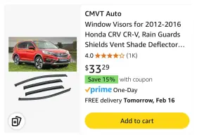 Mvcrv12 Marvel Automotive Group Out-channel Window Sun Vent Visor Rain Guard Deflectors For Honda Cr-v 2012-2016